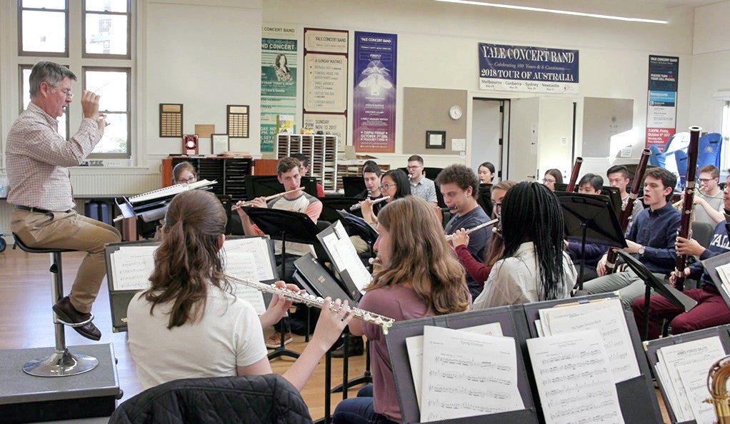 Yale Bands director Prof. Thomas Duffy leads a rehearsal last year. 