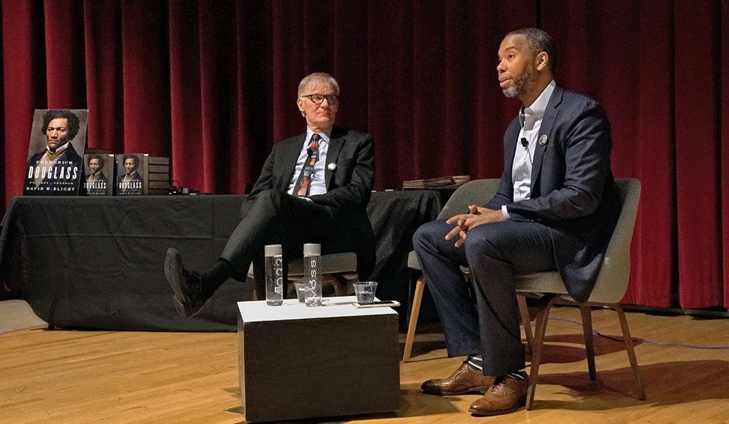 David Blight and Ta-Nehisi Coates on stage at the Yale University Art Gallery.