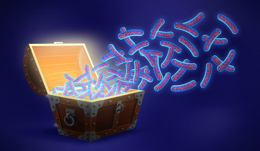Treasure chest filled with microbiomes.