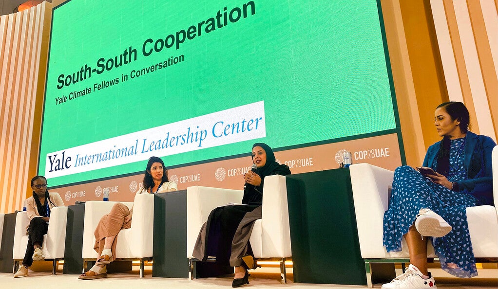 Bilha Ndirangu, María José González, Sarah Alharthey, and Cassandra Dewan at the recent UN climate conference in Dubai.