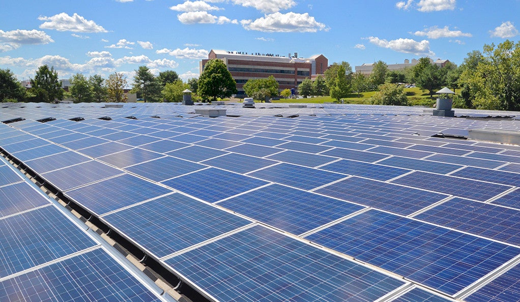 Solar panels at Yale West Campus.