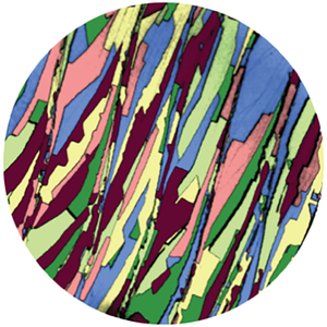 Each color in this figure represents a possible orientation of borophene crystals with respect to the surface of the substrate