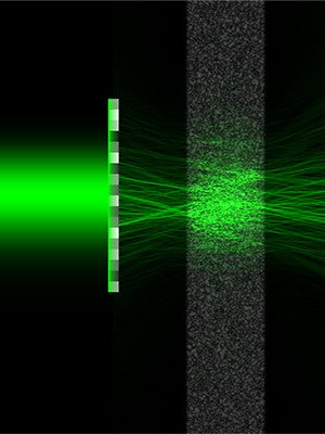 Spatial wavefront laser propagating through a strongly scattering medium without latteral diffusion.