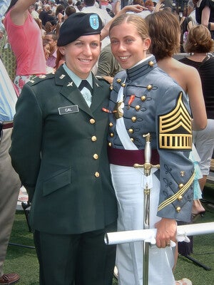 Nerea Cal with her sister Elizabeth Cal on her graduation day from West Point in 2007.