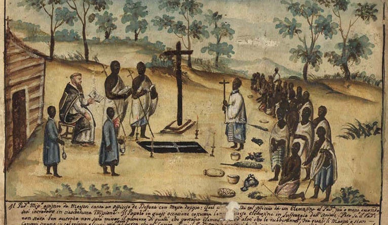 Bernardino’s watercolor shows a Christian burial.