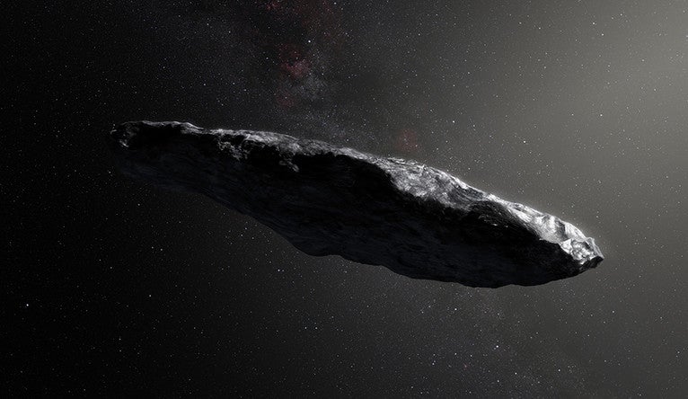 An artist’s impression of ‘Oumuamua.
