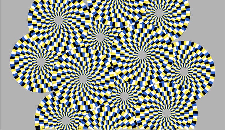 Optical illusion: In this stationary image, viewers should see the circles rotating in different directions
