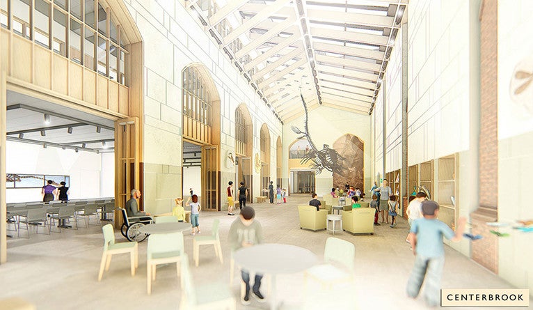 A rendering of the interior gallery of the Yale Peabody Museum of Natural History.