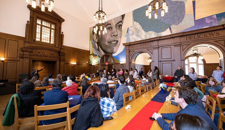 Yale community members gathered in the Pauli Murray College dining hall