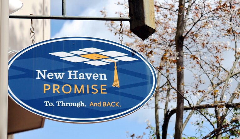 New Haven Promise sign.