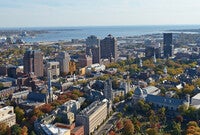 Aerial photo of Yale campus and New Haven